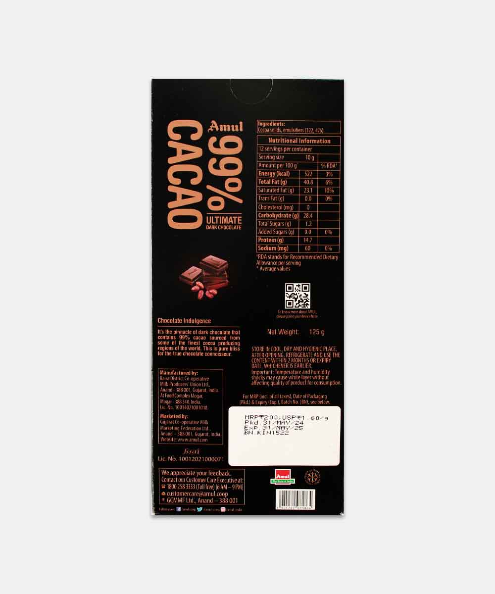 Amul 99% Cacao 125 Gm - Image 2