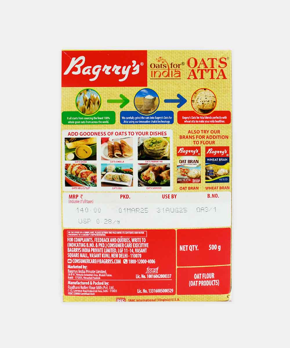 Bagrrys Oats Atta 500 Gm - Image 2