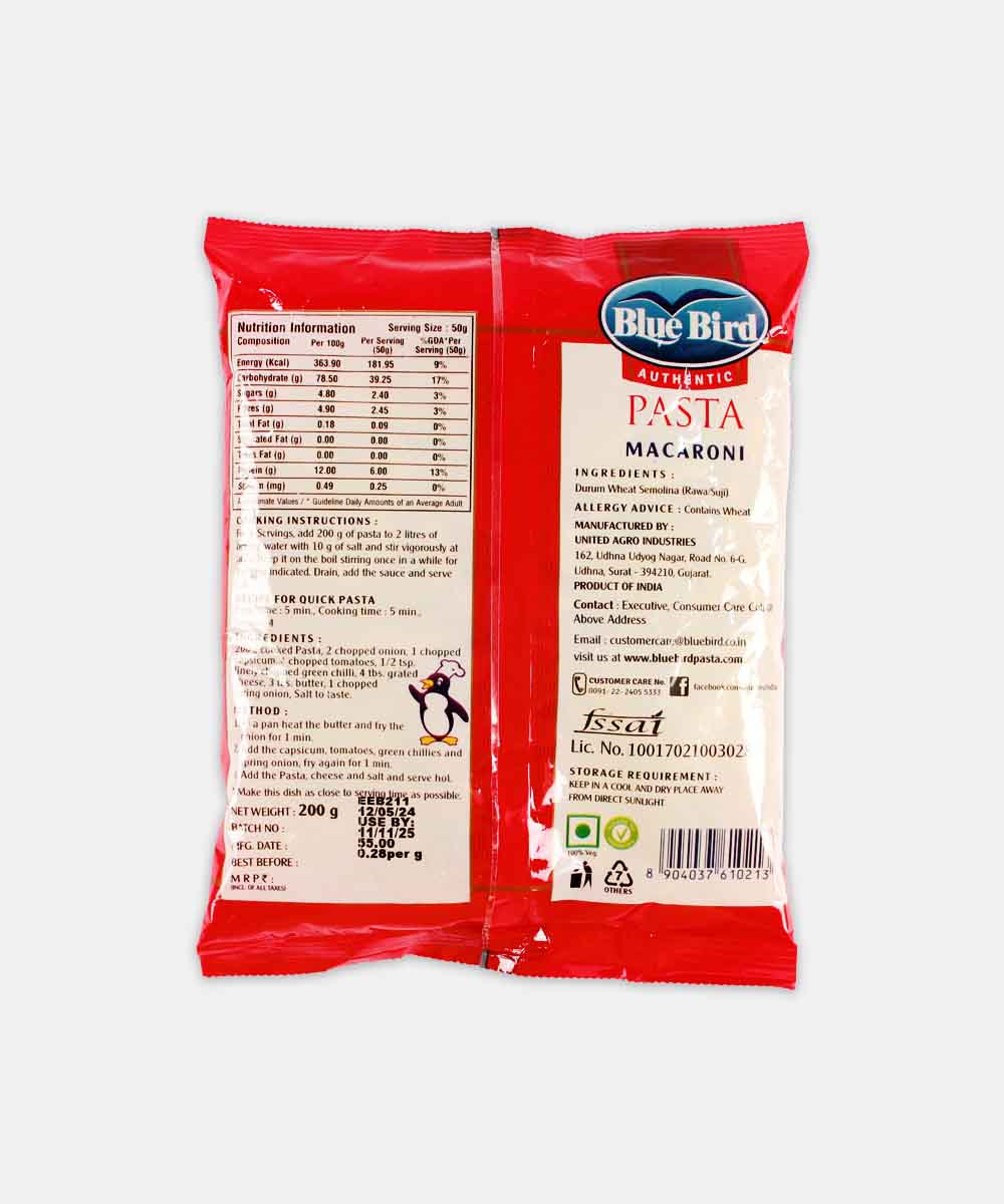 Blue Bird Macaroni Pasta 200 Gm - Image 2