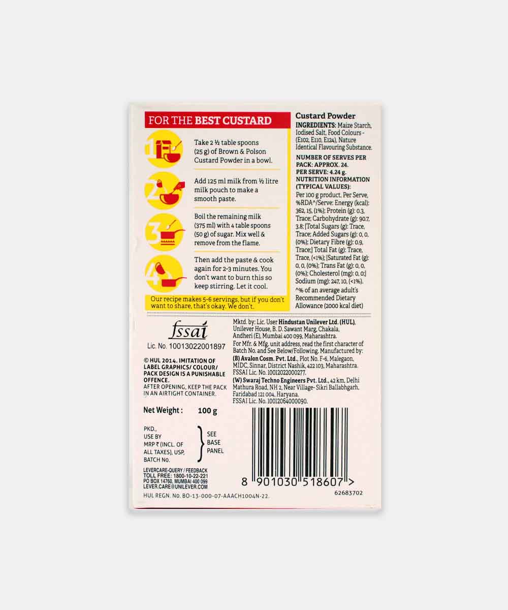 Brown & Polson Vanilla Custard Powder 100 Gm - Image 2