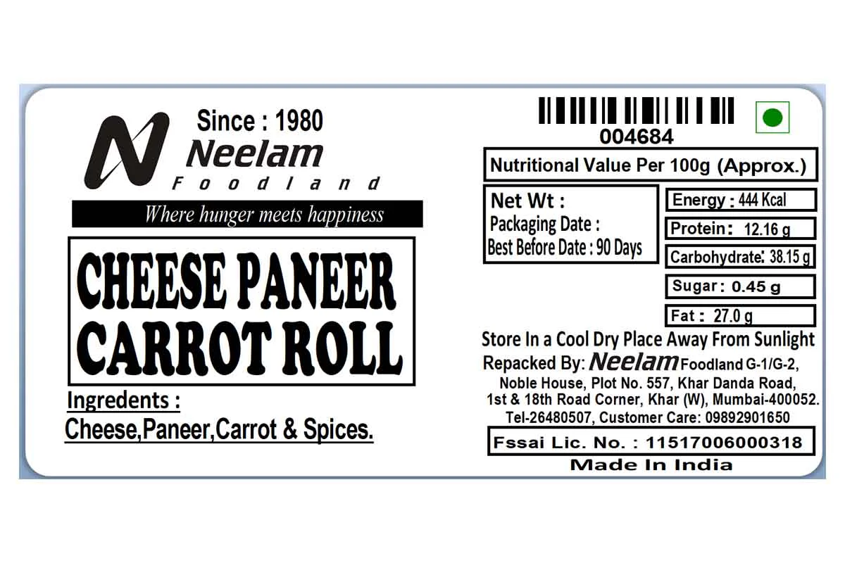 Cheese Paneer Carrot Roll 5 Pcs - Image 4