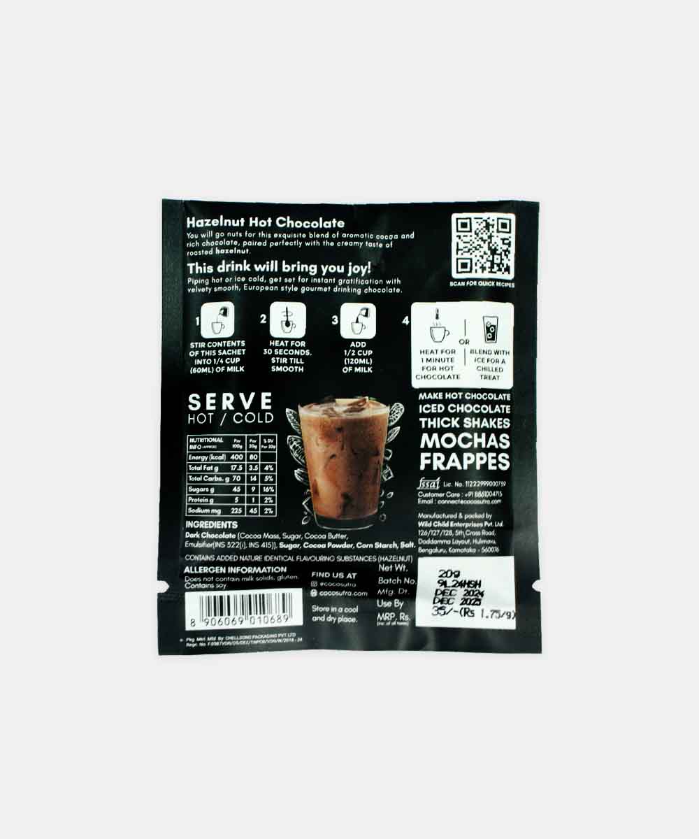 Cocosutra Hot Choco Hezelnut Drinking Chocolate 20 Gm - Image 2