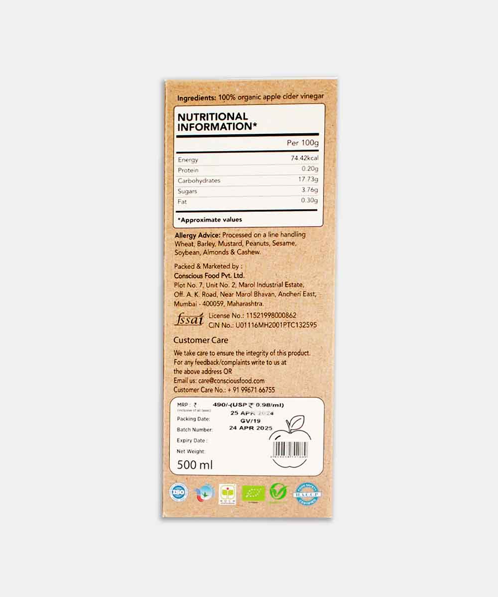 Conscious Food Apple Cider Vinegar 500 Ml - Image 2