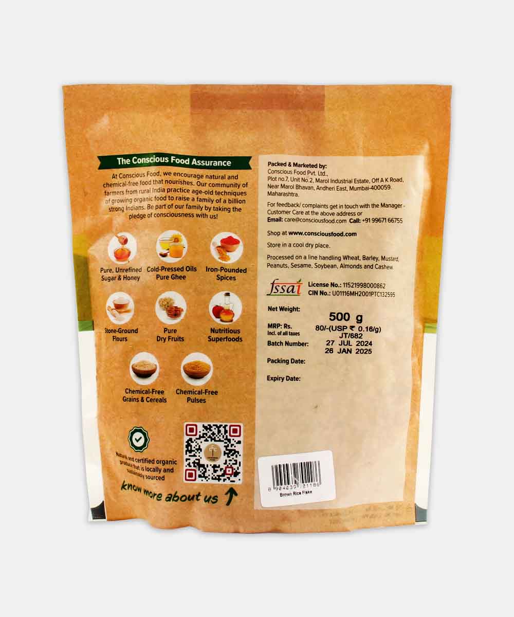 Conscious Food Brown Rice Flakes Poha 500 Gm - Image 2