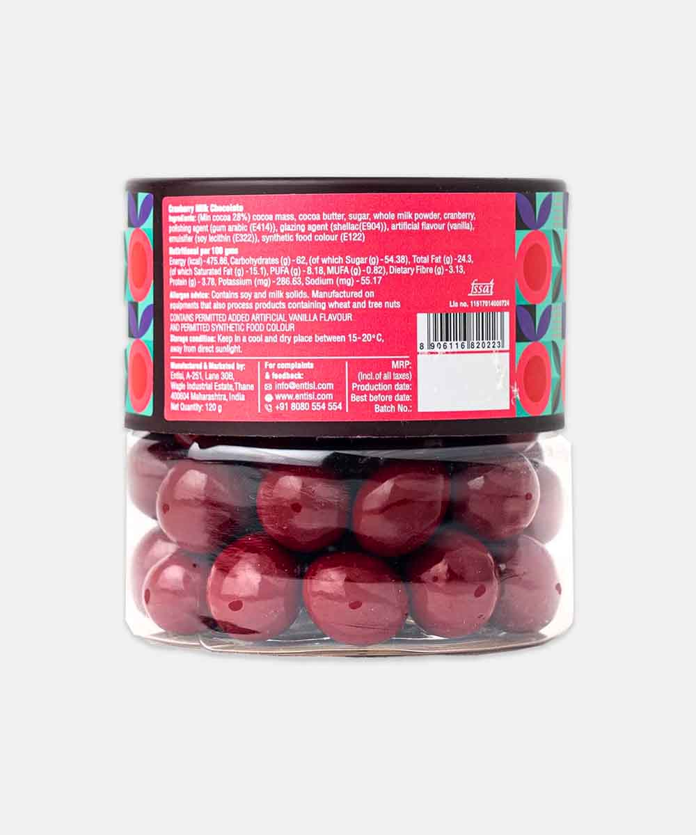Entisi Cranberry Dragees Coated With Milk Chocolate 120 Gm - Image 2
