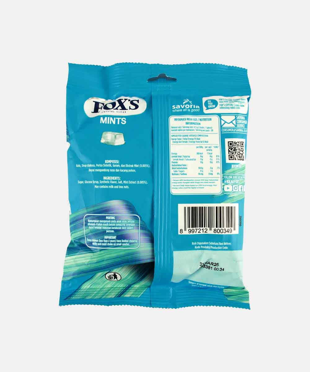Foxs Crystal Clear Mints Candy 90 Gm - Image 2