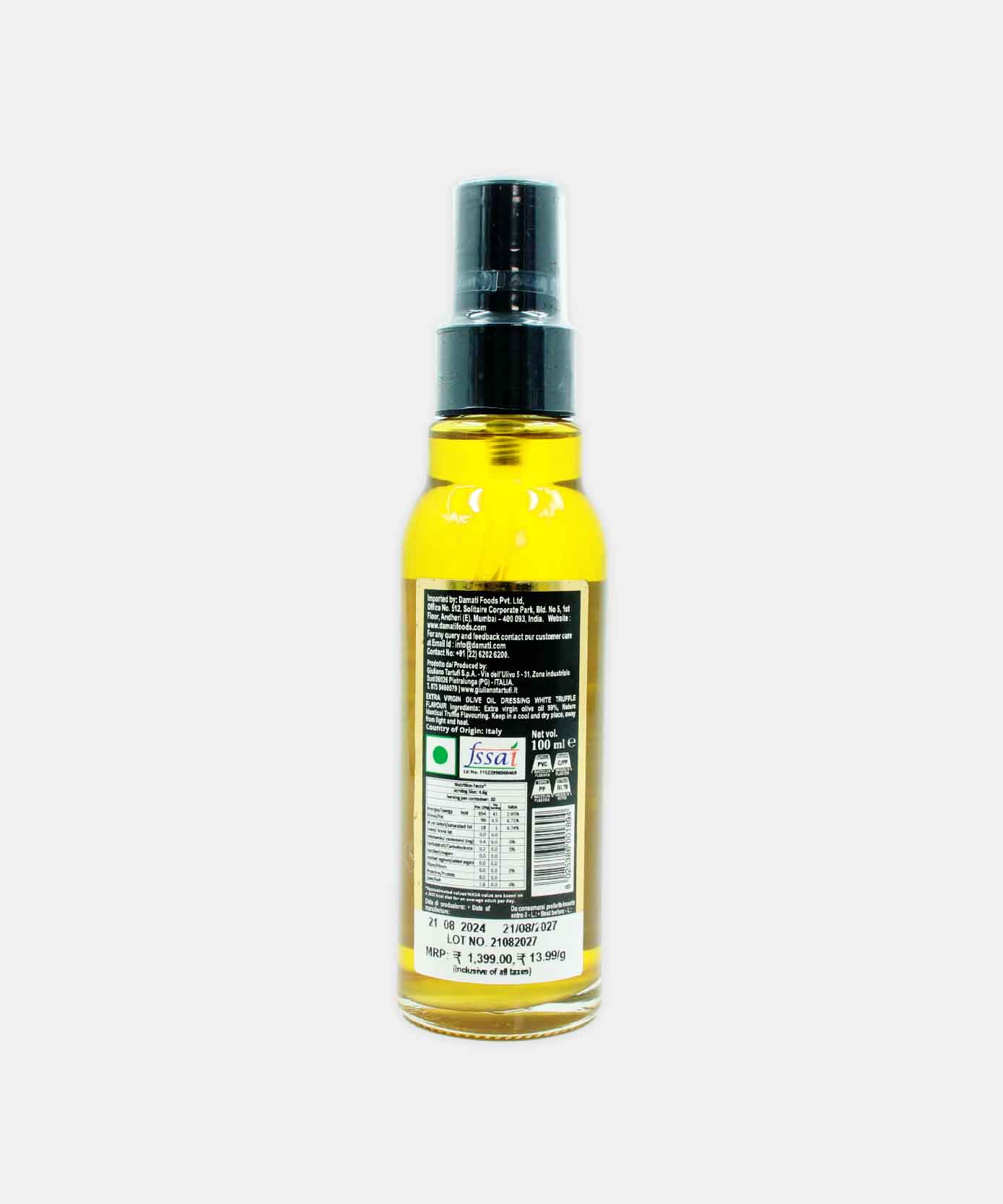 Giuliano Tartufi Extra Virgin Olive Oil Dressing White Truffle Flavour Spray 100 Ml - Image 2