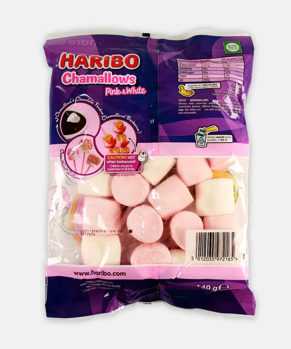 Haribo Chamallows Pink & White Marshmallows 140 Gm - Image 2