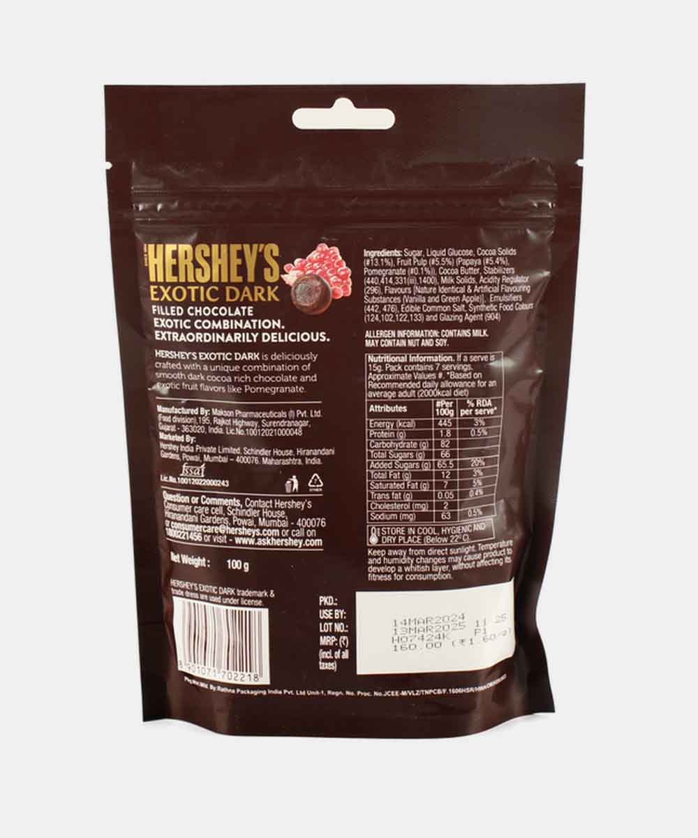Hersheys Exotic Dark Pomegranate Chocolate 100 Gm - Image 2