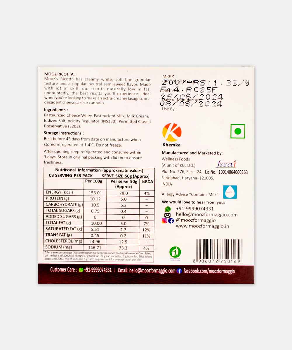 Mooz Ricotta Cheese 150 Gm - Image 2