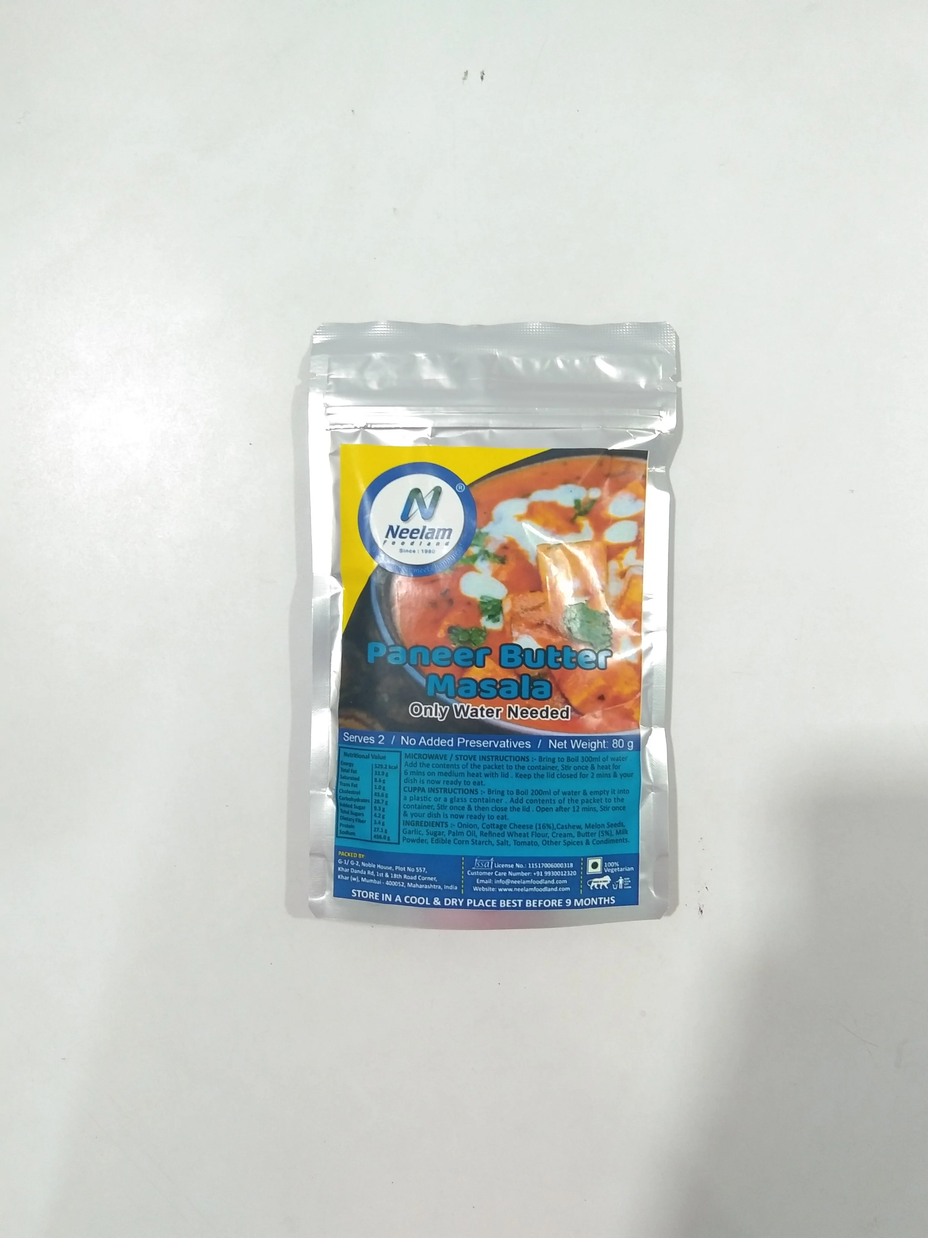 Neelam Freeze Dried Paneer Butter Masala 90 Gm