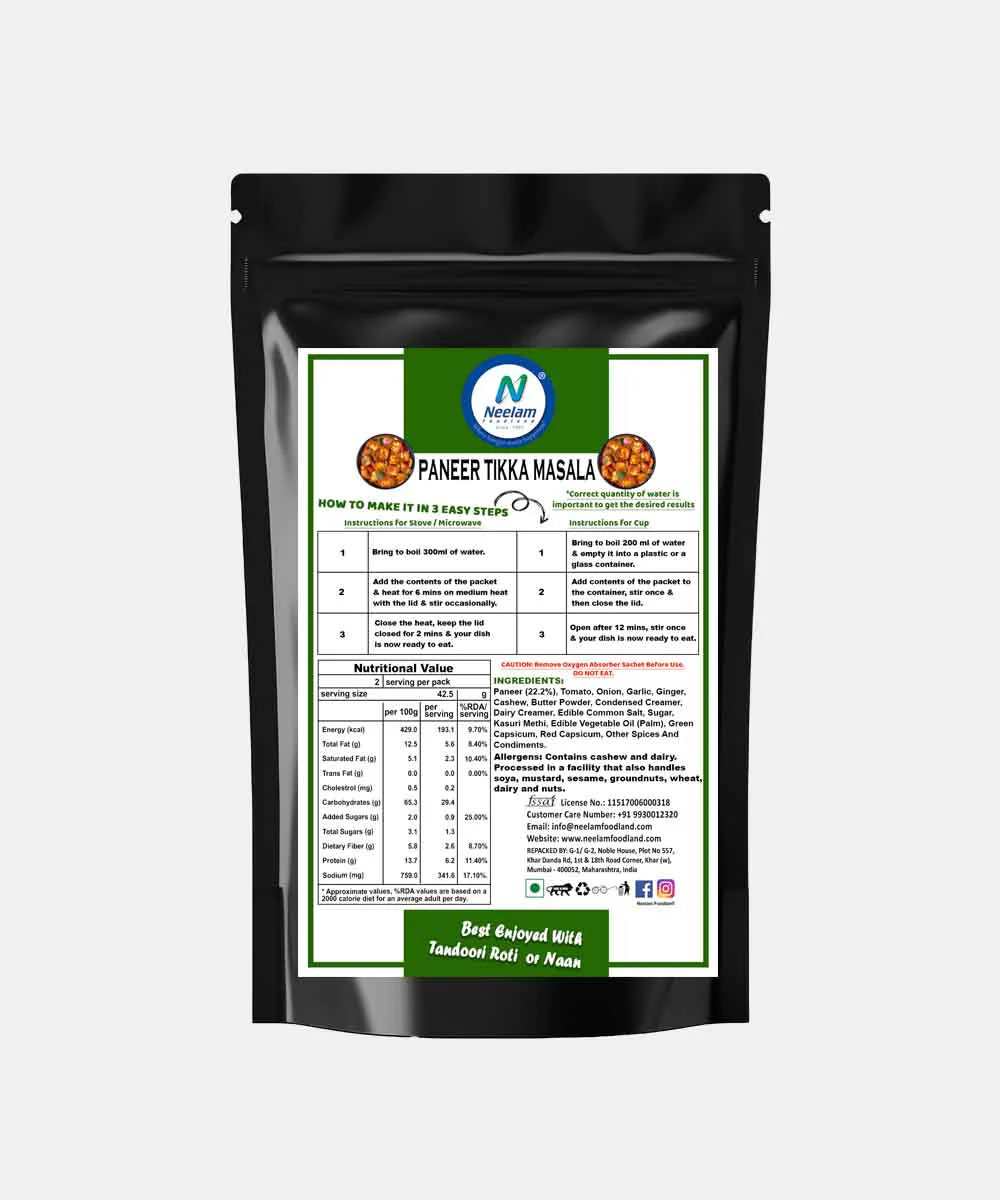 Neelam Freeze Dried Paneer Tikka Masala 95 Gm - Image 2
