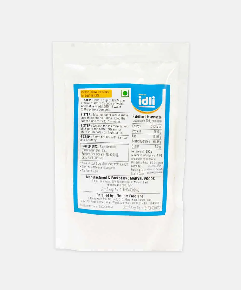 Neelam Instant Ready Mix Idli 250 Gm - Image 2