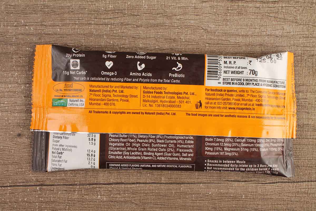 Ritebite Max Protein Active Peanut Butter Bar 70 Gm - Image 2