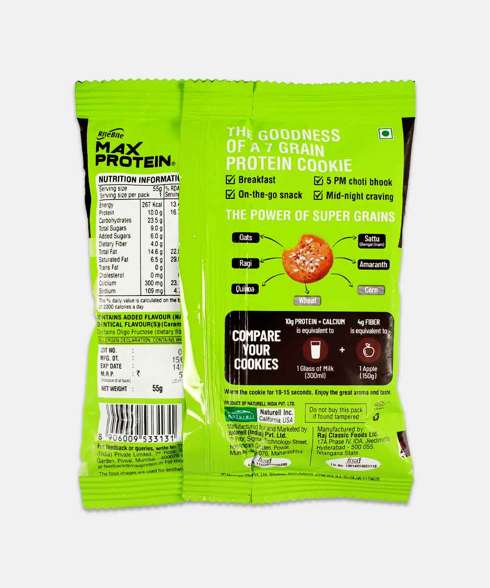 Ritebite Max Protein Nuts & Seeds 7 Grain Breakfast Cookie 55 Gm - Image 2