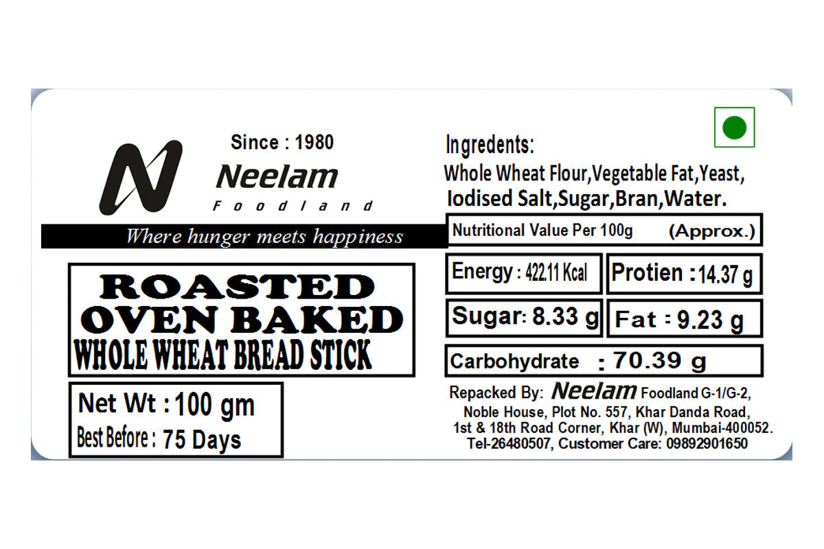 Roasted Whole Wheat Bread Stick 100 Gm - Image 4
