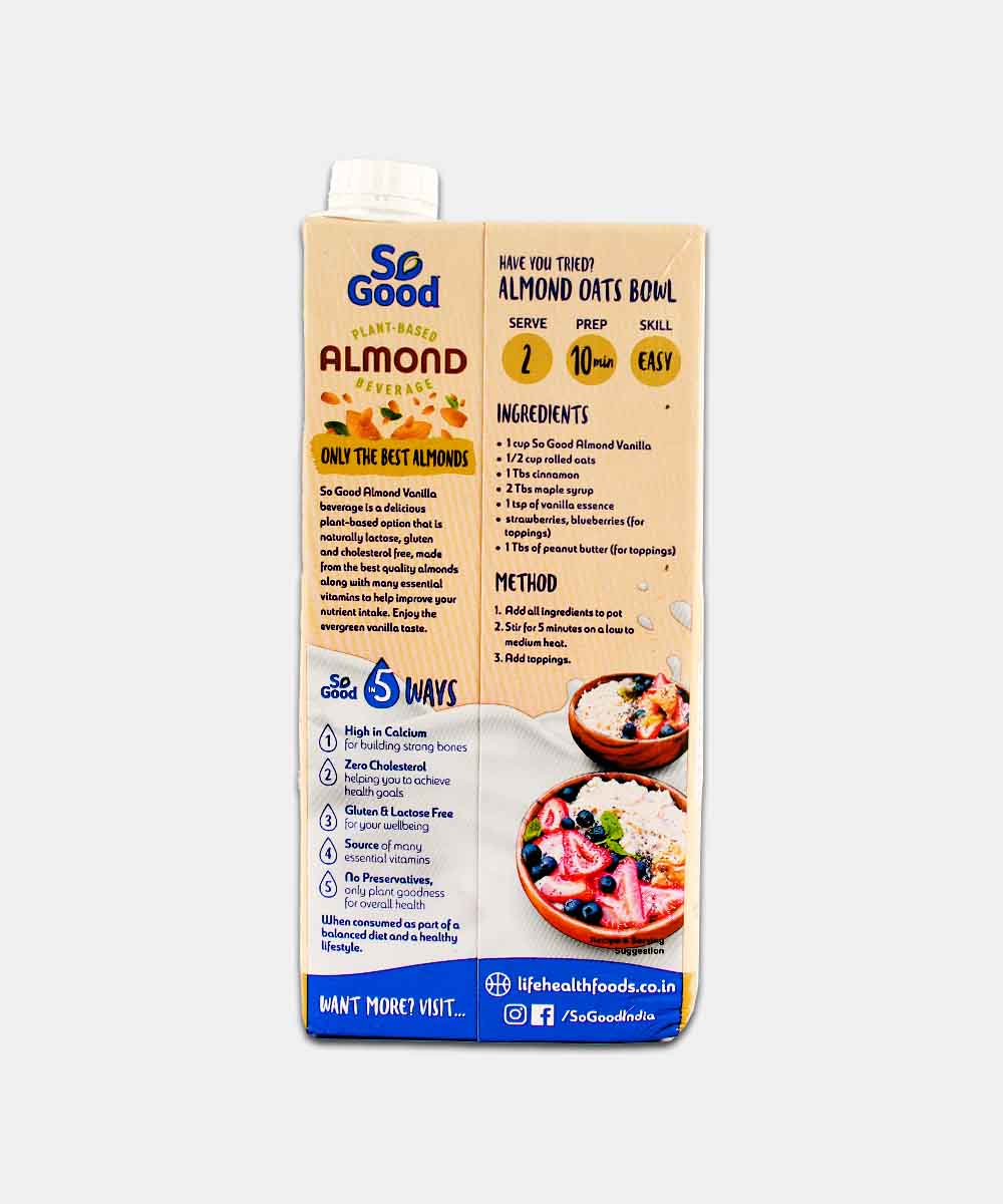 So Good Almond Vanilla Milk 1 Ltr - Image 2