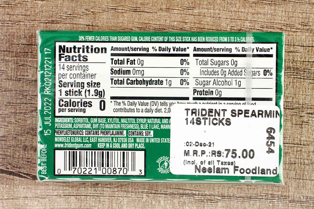 Trident Chewing Gum Spearmint 14 Stick - Image 2