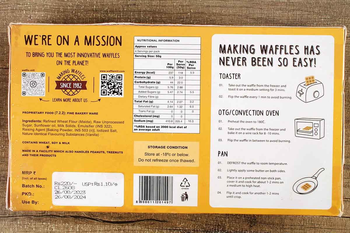 Waffle Mill Toaster Classic Waffles 4 Pc 200 Gm - Image 2